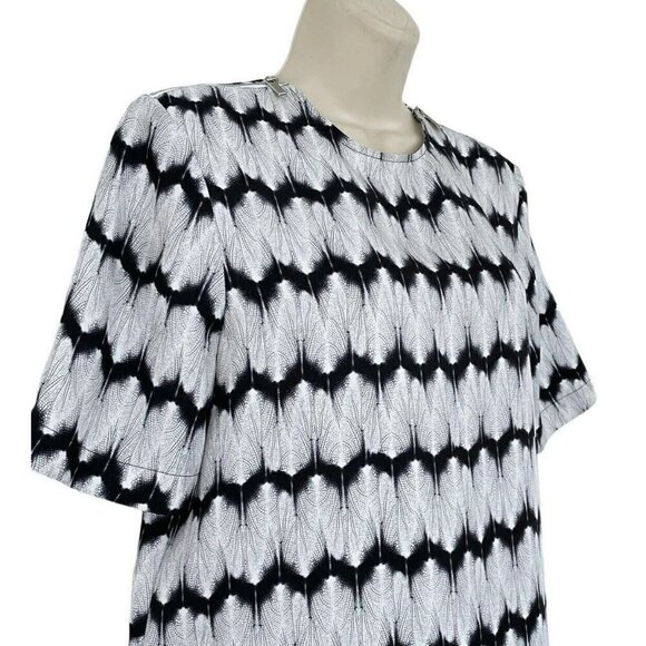 Thomas Wylde Women's Sz Small Black & White Spiderweb Print Silk Dress Pockets - Picture 2 of 8